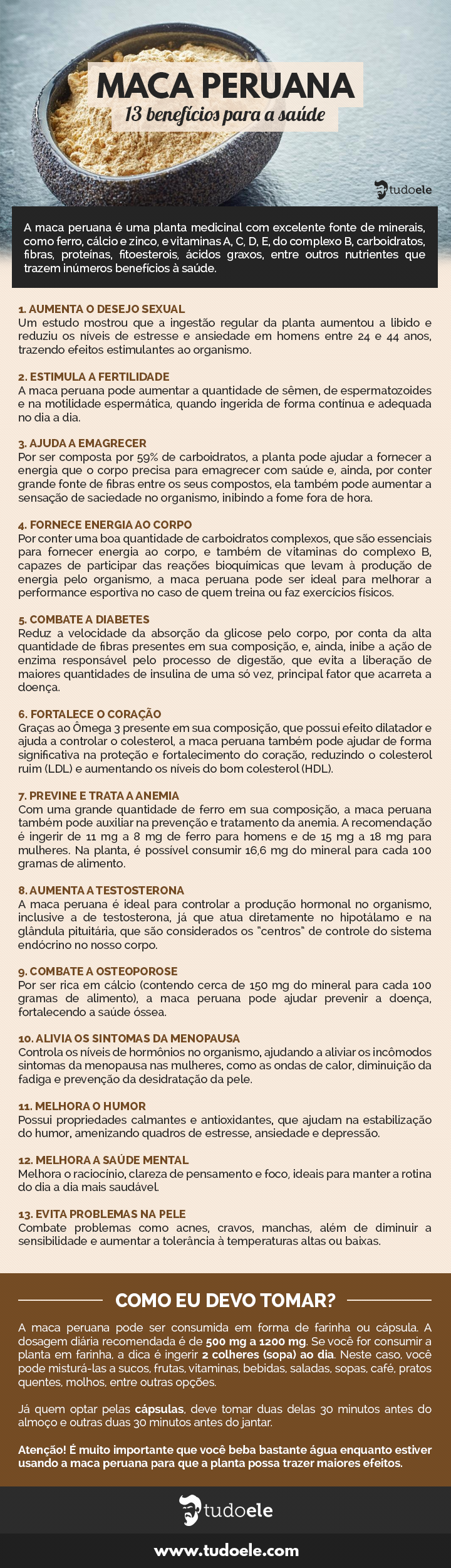 Maca Peruana Infográfico: 13 benefícios para a saúde